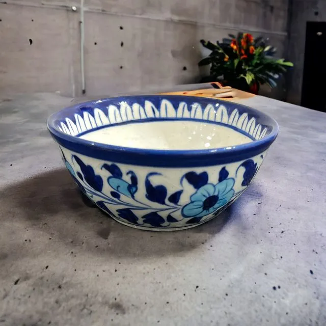 Blue Pottery Serving Bowl - Light Blue Flower Design (Set of 2) (Copy)