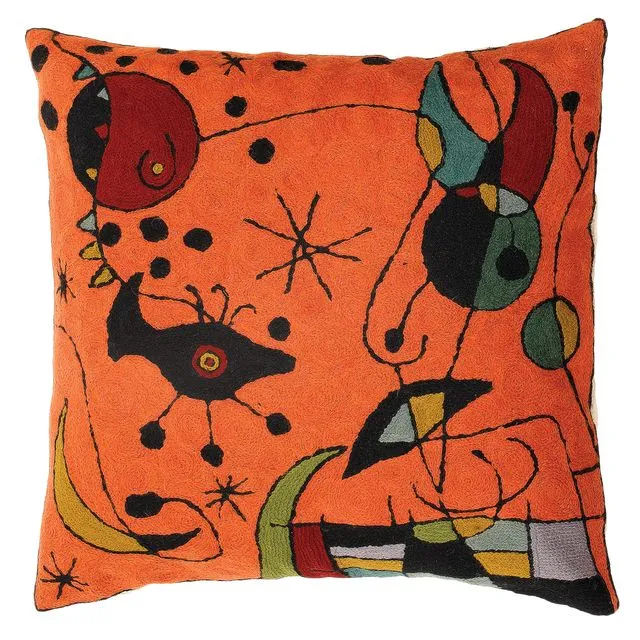 Zaida Miro Kite Flying Orange Cushion Pillow Cover 18"