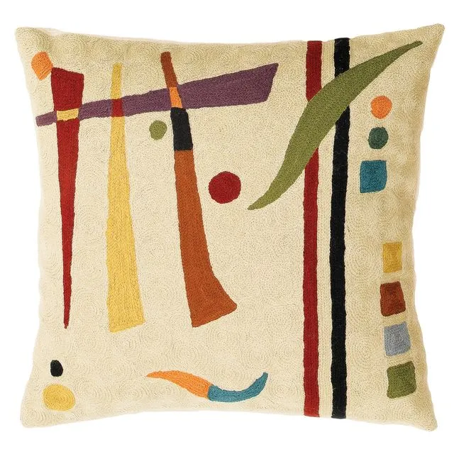 Zaida Kandinsky Cream Abstract Cushion Pillow Cover 18"