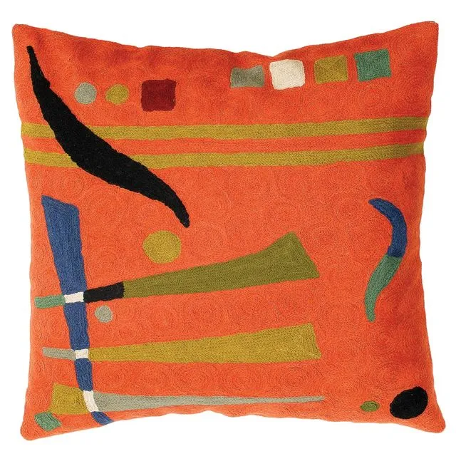 Zaida Kandinsky Orange Abstract Cushion Pillow Cover 18"