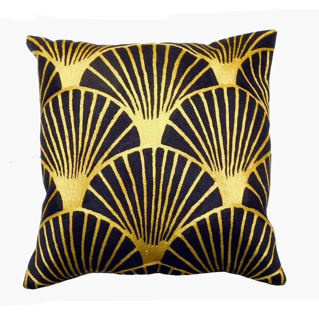 Decoish Gold Fan Deco Cushion Pillow Cover 18"