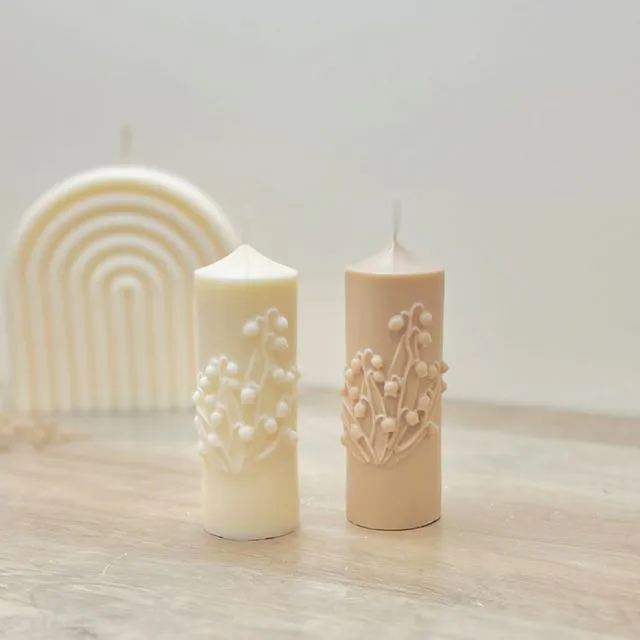 Light Brown Floral Wedding Candles - Brown Flower Scented Candle - Flower Gift