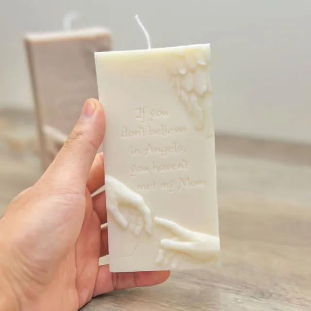 White Cream Gift Candle for Mum - Off-White Mother's Day Plaque Candle - Remembrance Gift - Gift for Mum