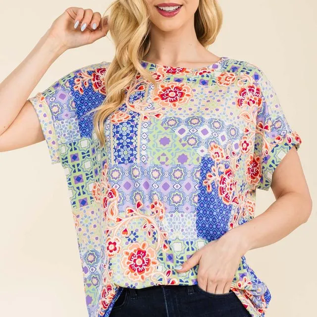 Blue lavender top with cuff sleeves -Pack of 6 -CT43865B