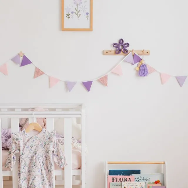 Lilac & Pink Sparkle Bunting - 2.15 metre | Girl's Bedroom Decor