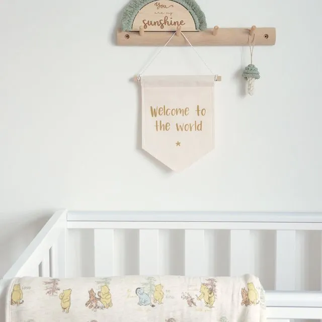 Cream "Welcome To The World" Felt Banner | Nursery Decor