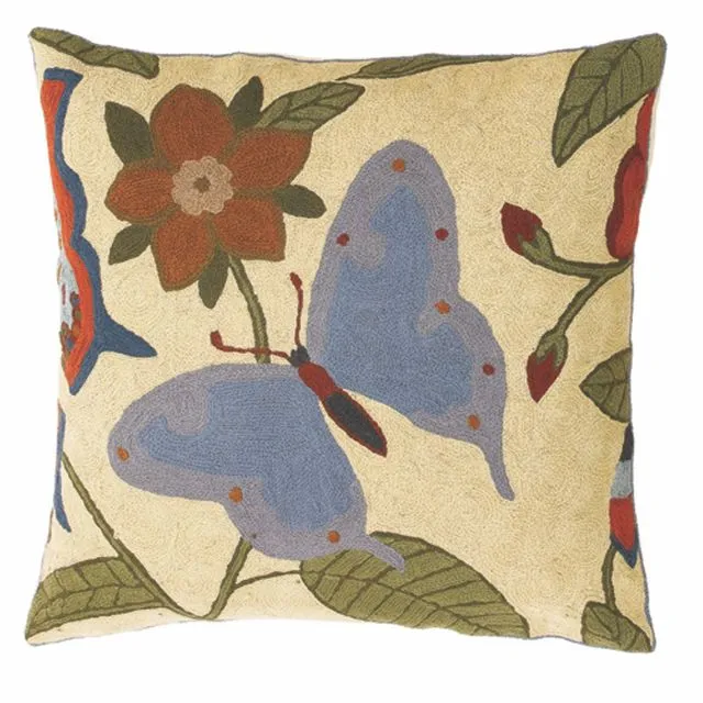 Zaida Blue Butterfly Cushion Pillow Cover 18”