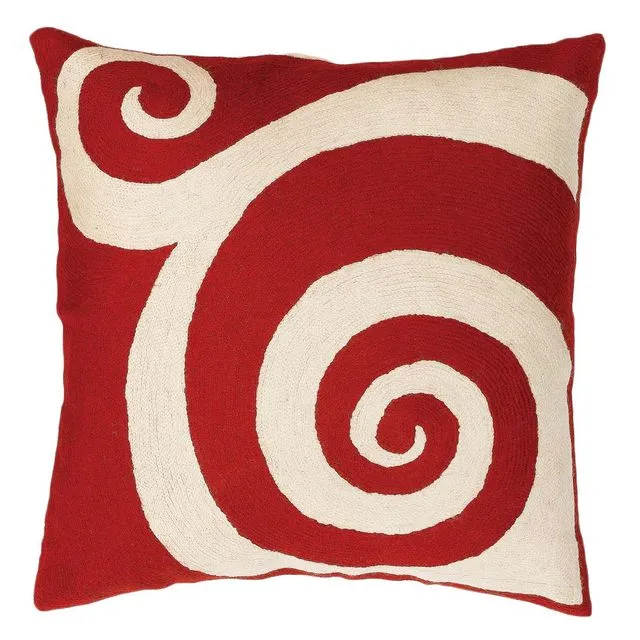 Zaida Red SwirlCushion Pillow Cover 18”
