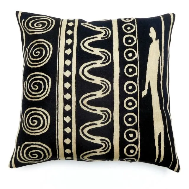 Zaida Maasai Black Cushion Pillow Cover 18”