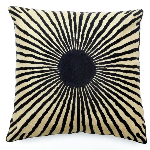 Zaida Sun Black Cushion Pillow Cover 18”