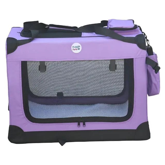 HugglePets Fabric Crate Foldable Pet Carrier - Purple