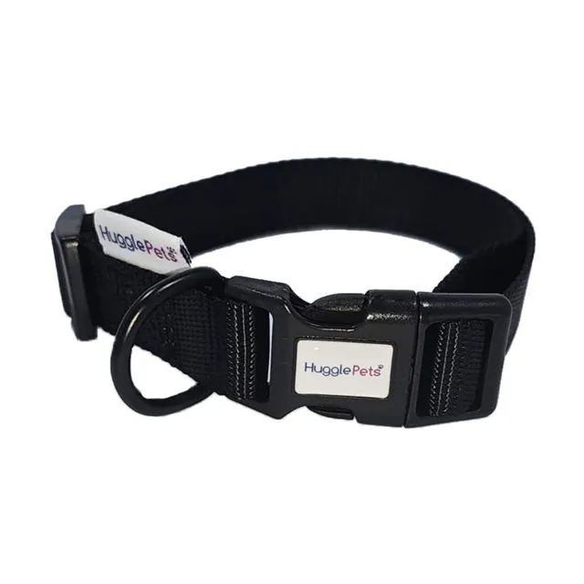 HugglePets Adjustable Snappy Dog Collar - Black