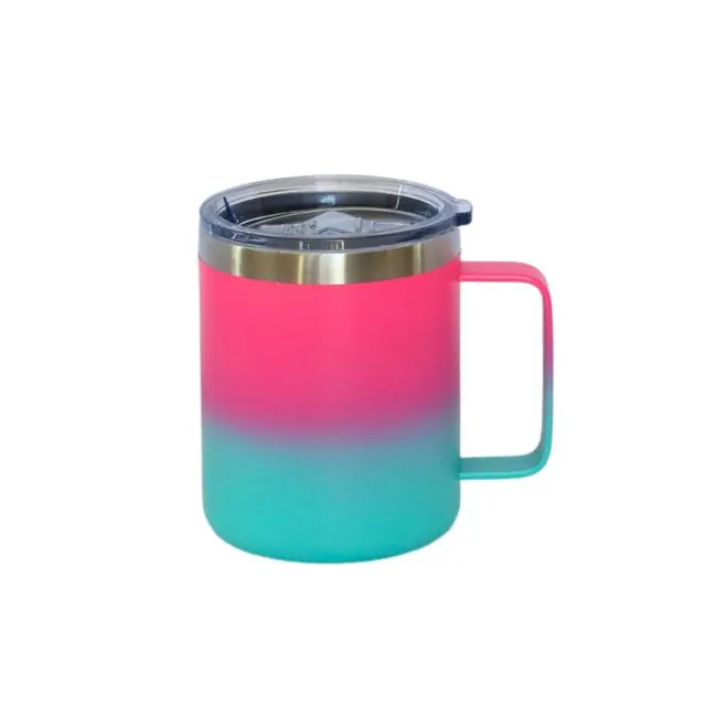 12 Oz Stainless Steel Travel Mug with Handle - Pink &amp; Blue