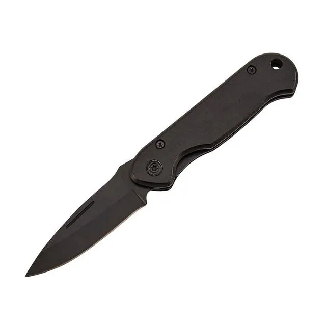 All Black Locking Pocket Knife, 3.5" L