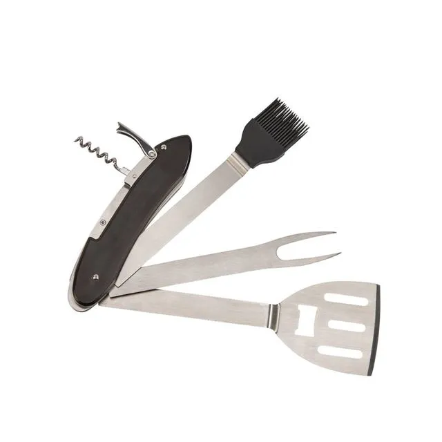 Folding BBQ Tools With Black Handle
