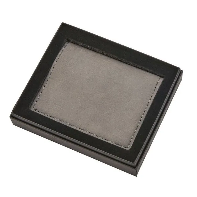 Leatherette Wallet, Grey 4" X 3.25"