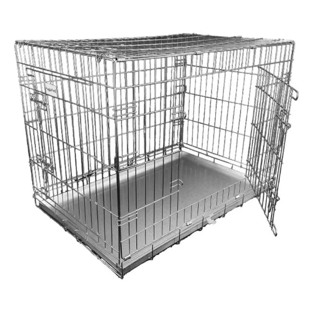 HugglePets Silver Dog Cage with Metal Tray
