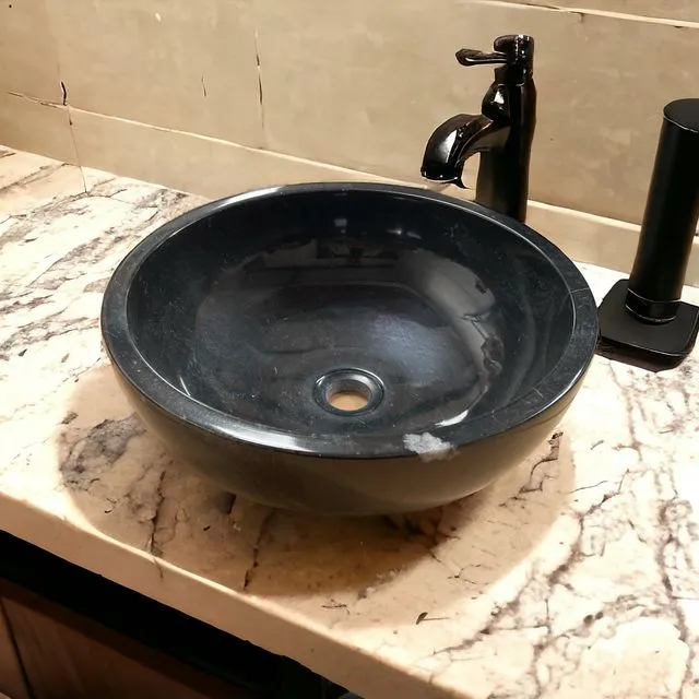 Black Marble Bathroom Wash Basin