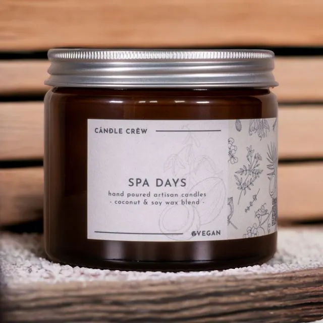 Spa Days Glass Jar Scented Coconut & Soy Wax Candle by Candle Crew