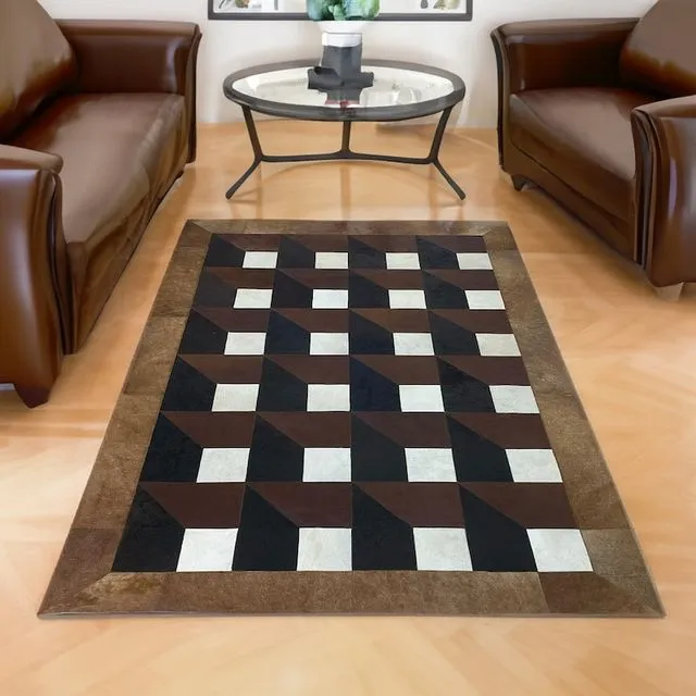 Handcrafted Cowhide Rug Multi Patchwork Premium Quality Geniune Leather