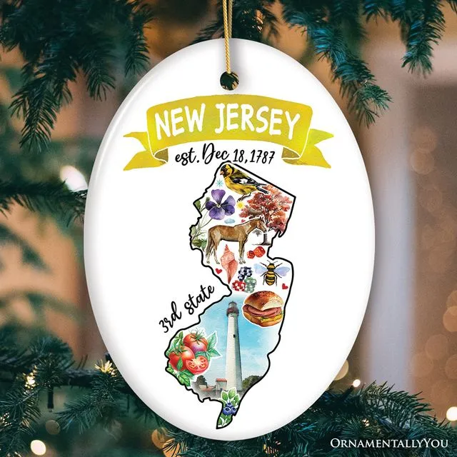 Artistic New Jersey State Themes and Landmarks Christmas Ornament