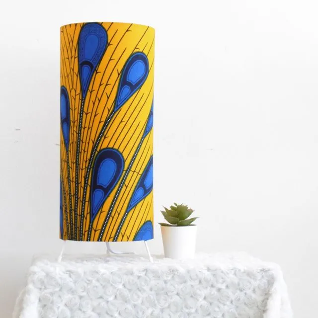African Print Table Lamp - Yellow Feather
