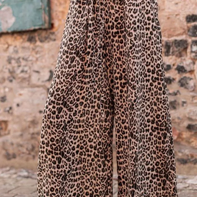 Boho Leopard Wide Leg Pants - (GD9771254536 ~ LEOPARD)