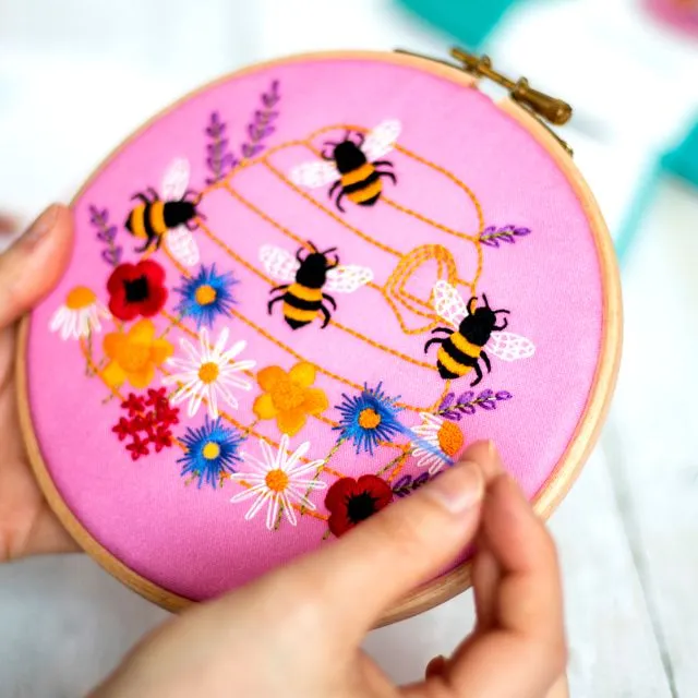 Honey Bees and Wildflowers Embroidery Craft DIY Kit