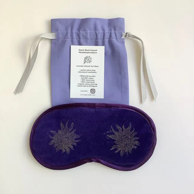 Purple velvet Sun and Moon lavender infused eye mask