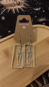 Silver Gothic Skeletons | Handmade Drop Earrings