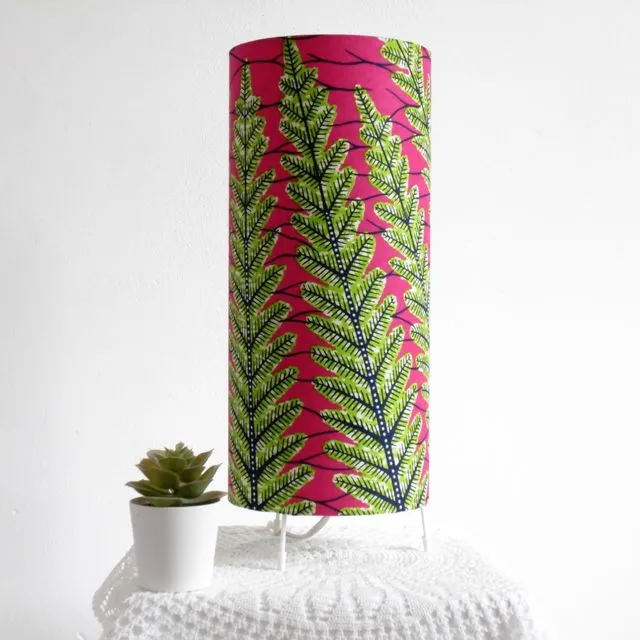 African Print Table Lamp - Pink Fern