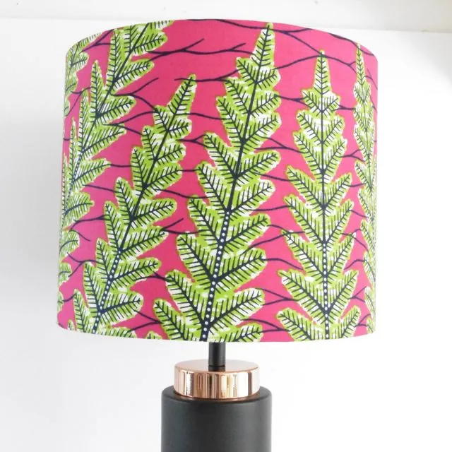 African Print Lampshade 30cm – Pink Fern