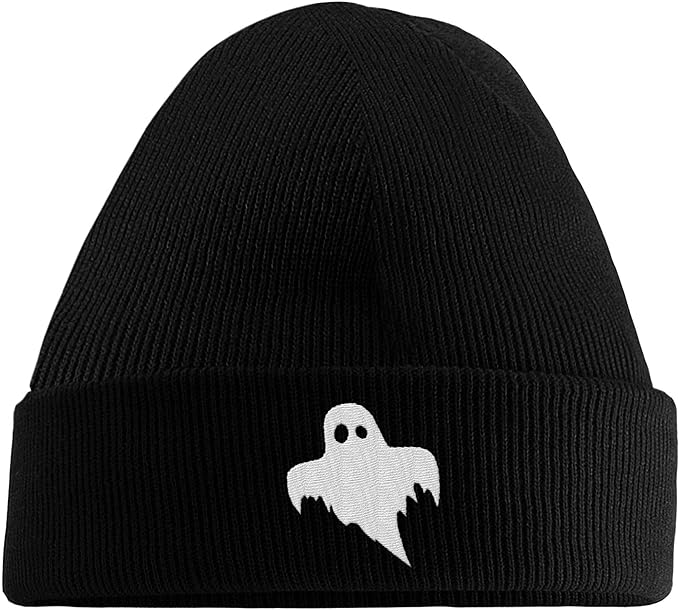 Hippowarehouse Scary Ghost Logo Embroidered Beanie Hat