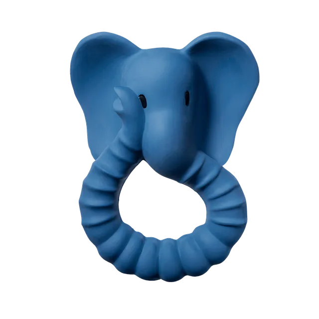 Natural rubber Teether Elephant - Blue