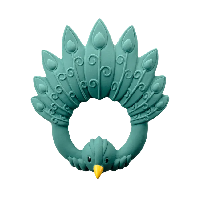 Natural rubber Teether Peacock - Green