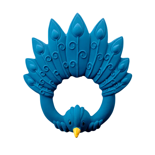 Natural rubber Teether Peacock - Blue