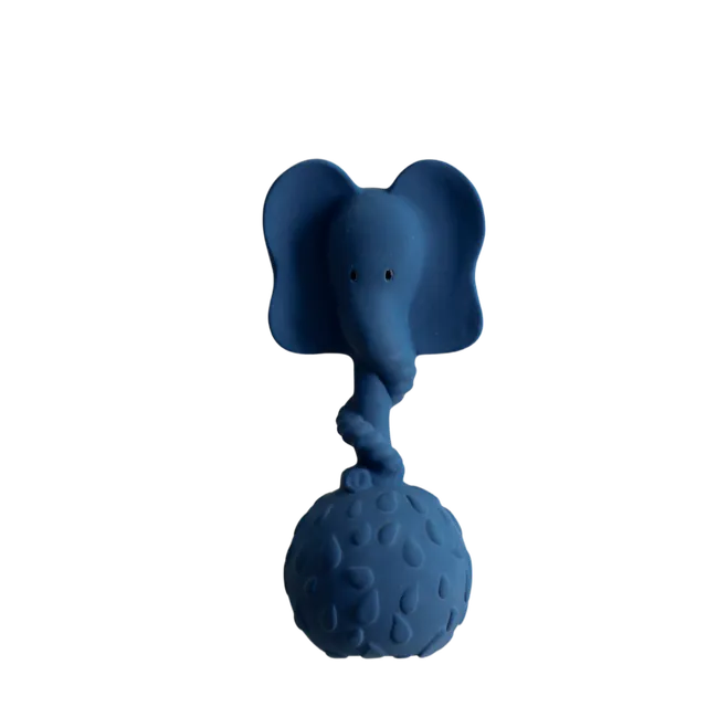 Natural rubber Rattle Elephant - Blue