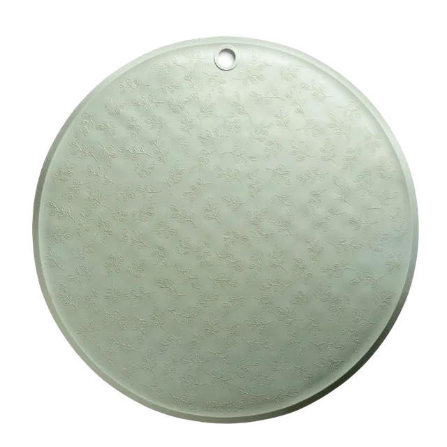 Natural rubber Bath Mat Round Leaf Pattern - Light Green