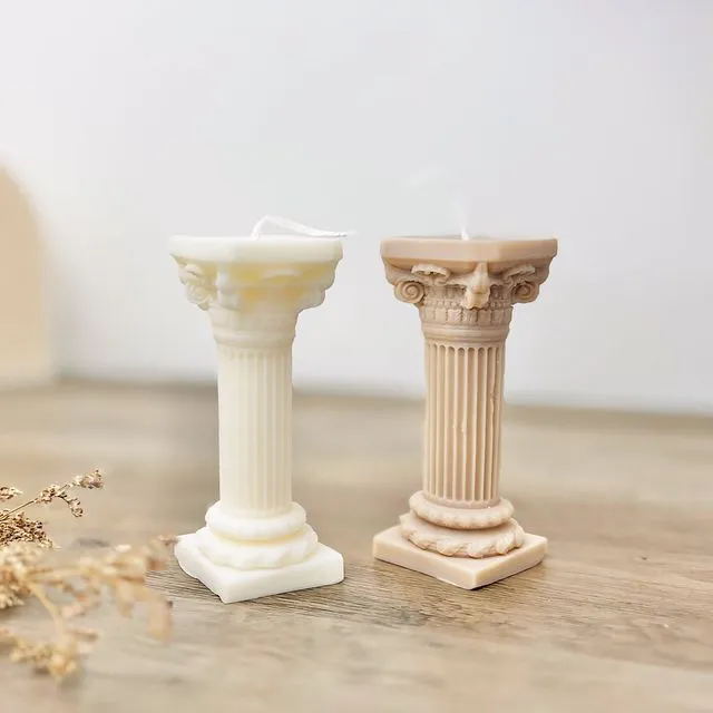 Roman Pillar Candle - Rome Temple Candles - Home Decor Gifts - Architectural Decor