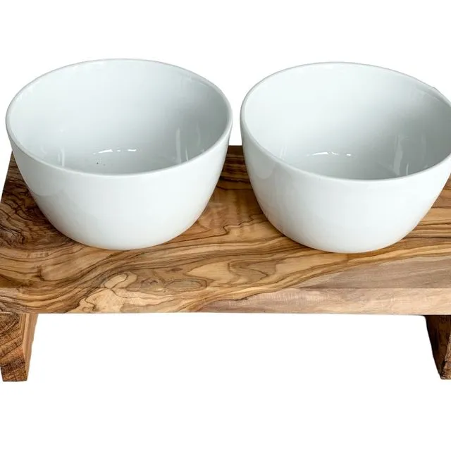 DANDY PLUS feeding station "jacked up" with 2 porcelain bowls, 0.7 liters each