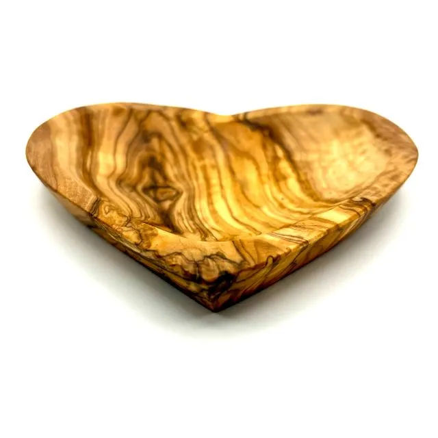 Heart-shaped bowl made of olive wood