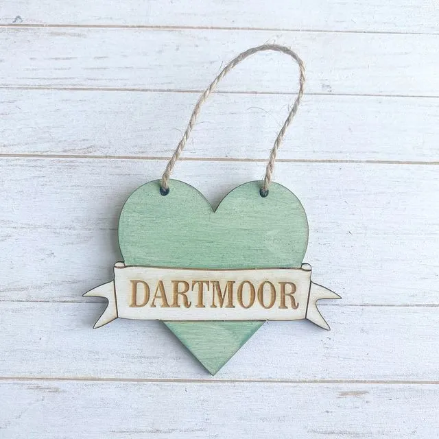 Mini Green Heart Location Personalised Hanging Decoration