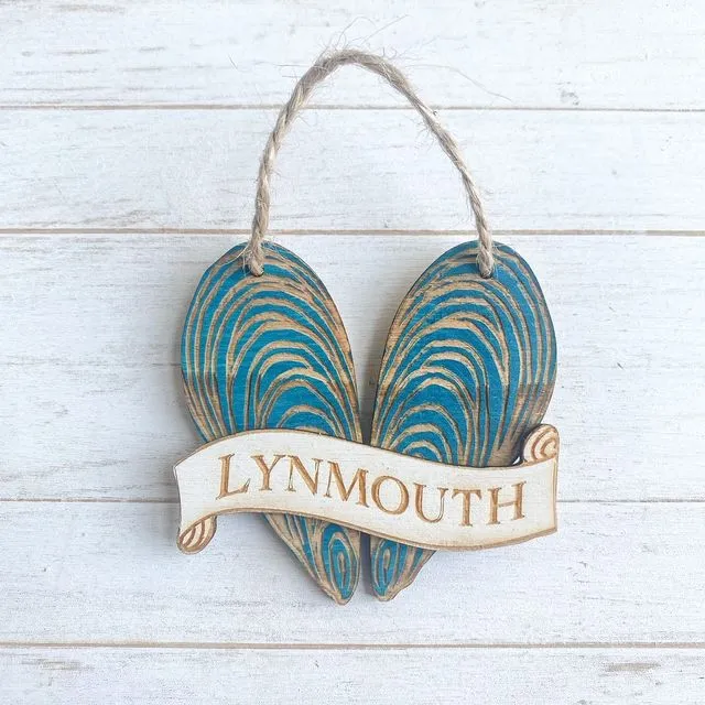 Mini Mussel Shell Location Personalised Hanging Decoration