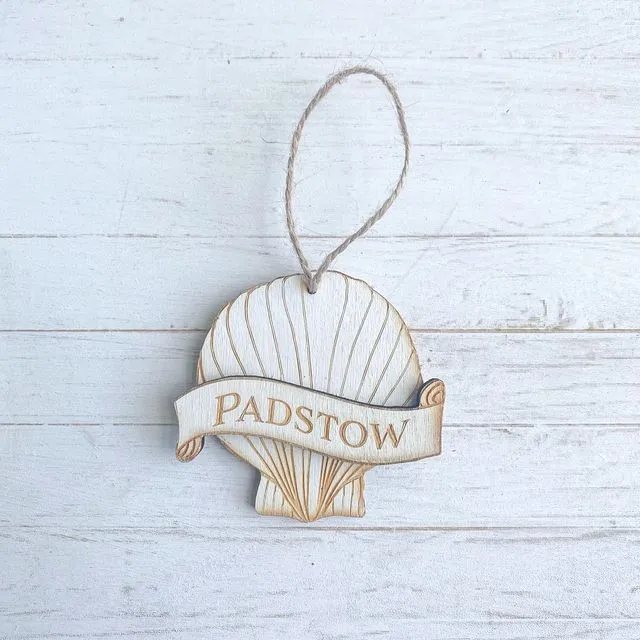 Mini Scallop Shell Location Personalised Hanging Decoration