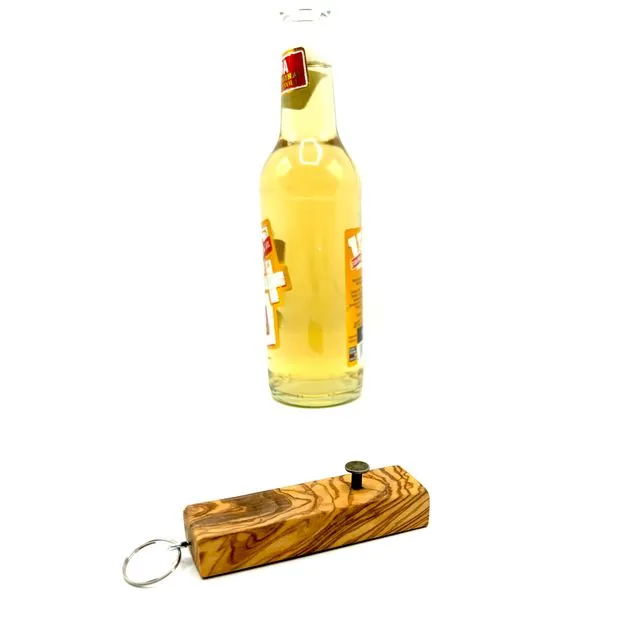 PICCOLO bottle opener as an olive wood keyring pendant