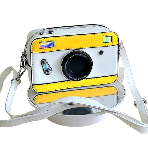 Girl's Small stylish camera design colourful crossbody hand bags 5858 White