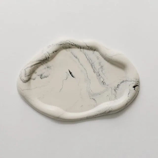 Jesmonite Oval Cloud Tray | Black and White Marble