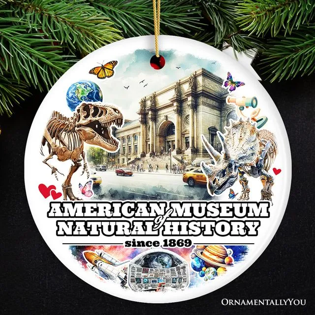 Artistic American Museum of Natural History Ceramic Ornament, Vintage AMNH New York City History Souvenir