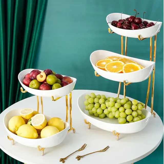 Ceramic 3 Layers Fruits Plate-White