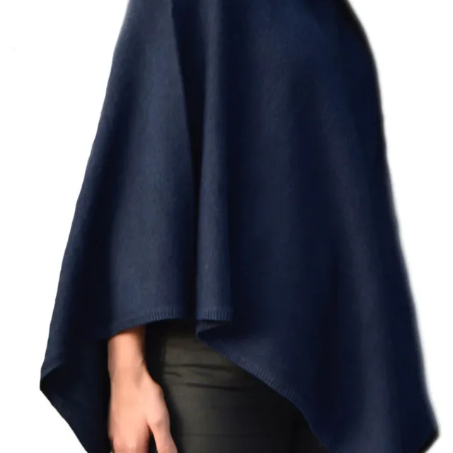Cashmere classic poncho navy